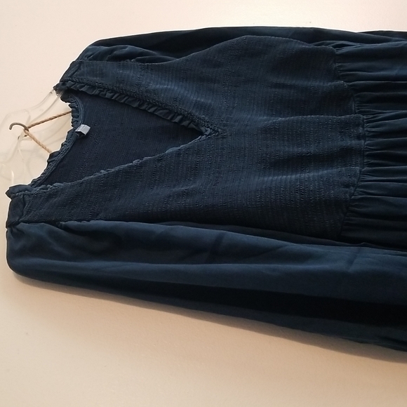 New Old Navy Dress Tencel Chambray Boho Flare Vneck Tiered Swing  Ruched Blouson - Picture 5 of 15